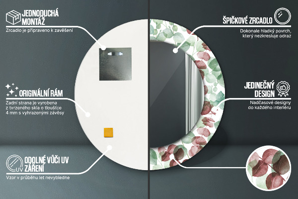 Ogledalo s potiskanim okvirjem Evkaliptus