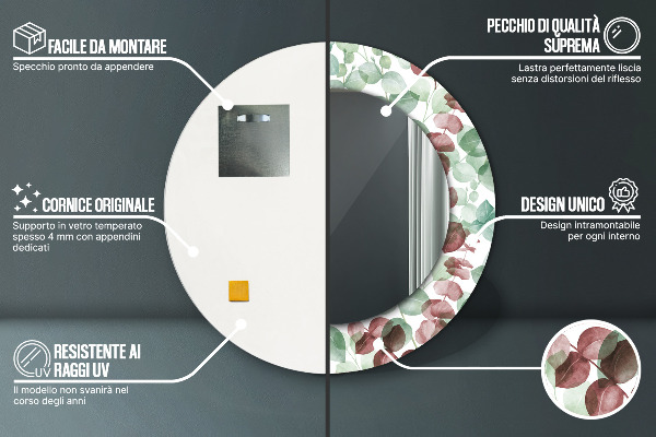 Ogledalo s potiskanim okvirjem Evkaliptus