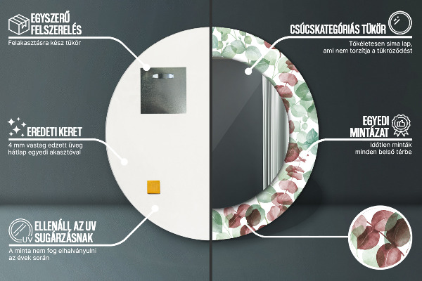 Ogledalo s potiskanim okvirjem Evkaliptus