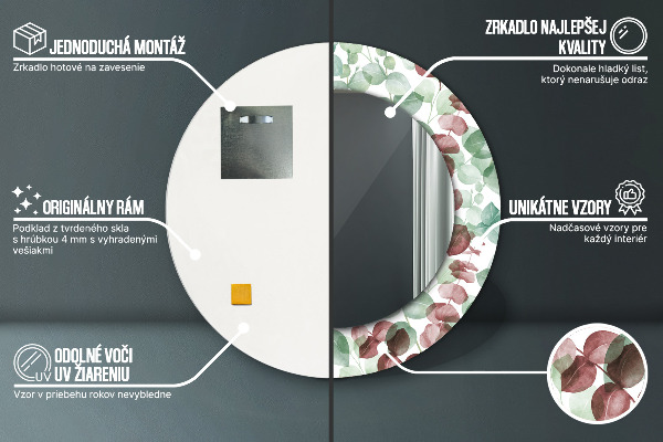 Ogledalo s potiskanim okvirjem Evkaliptus