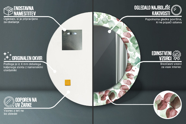 Ogledalo s potiskanim okvirjem Evkaliptus