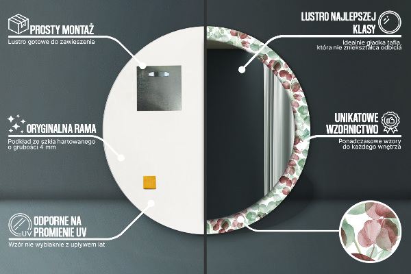 Ogledalo s potiskanim okvirjem Evkaliptus