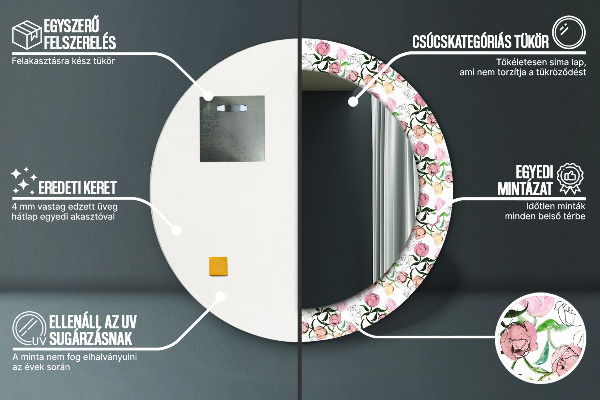 Ogledalo s potiskanim okvirjem Peony brsti