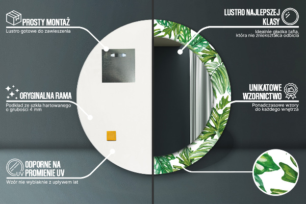 Ogledalo s potiskanim okvirjem Listi džungle