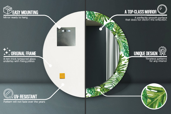 Ogledalo s potiskanim okvirjem Listi džungle