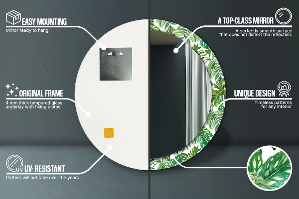 Ogledalo s potiskanim okvirjem Listi džungle