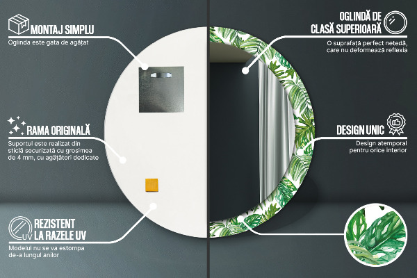 Ogledalo s potiskanim okvirjem Listi džungle