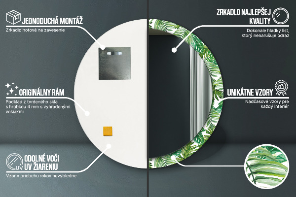 Ogledalo s potiskanim okvirjem Listi džungle