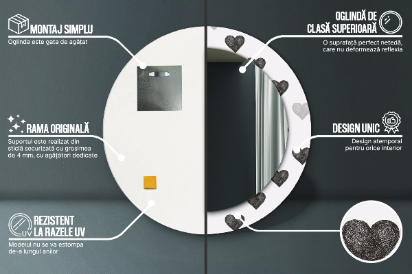 Dekorativno ogledalo Abstraktna srca