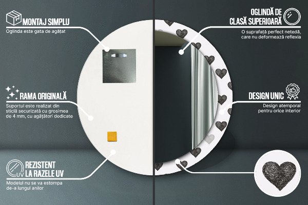 Dekorativno ogledalo Abstraktna srca