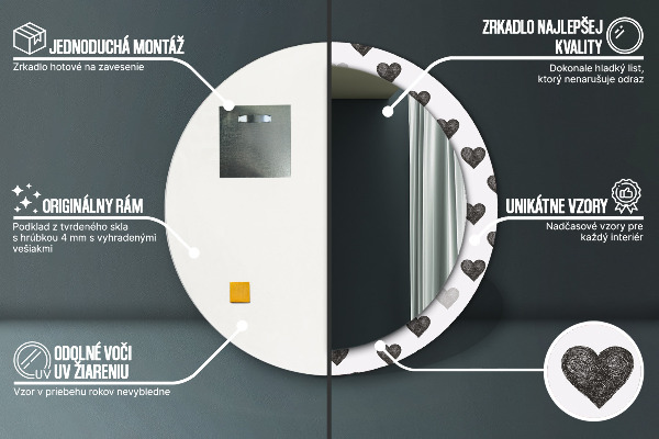 Dekorativno ogledalo Abstraktna srca