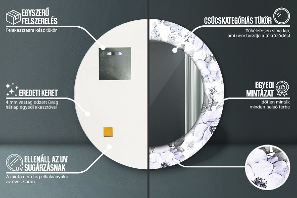 Dekorativno ogledalo Modre vrtnice