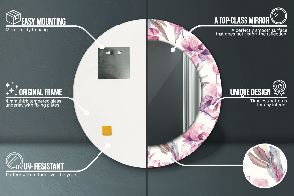 Dekorativno ogledalo Peonies cvetje