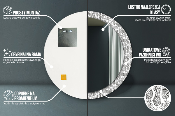 Ogledalo s potiskanim okvirjem Ananas