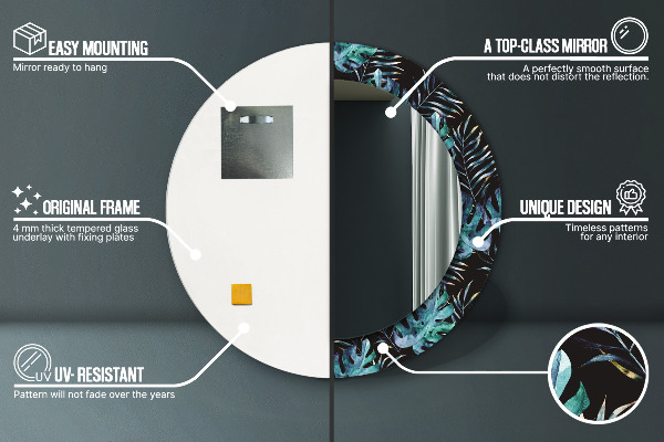 Ogledalo s potiskanim okvirjem Eksotični listi