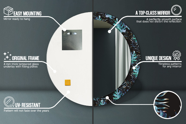 Ogledalo s potiskanim okvirjem Eksotični listi