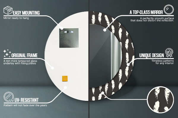 Ogledalo s potiskanim okvirjem Perje