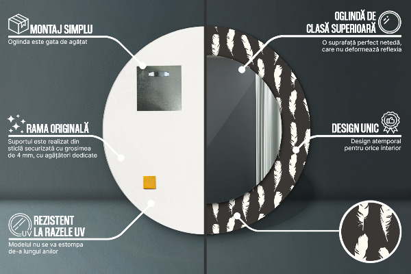 Ogledalo s potiskanim okvirjem Perje