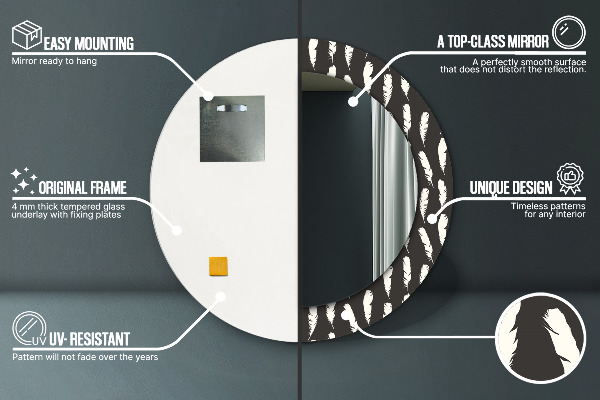 Ogledalo s potiskanim okvirjem Perje