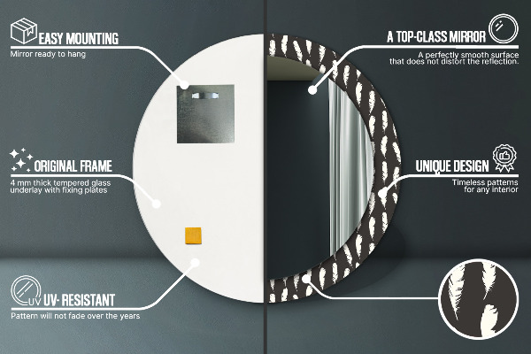 Ogledalo s potiskanim okvirjem Perje