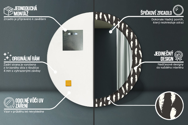 Ogledalo s potiskanim okvirjem Perje