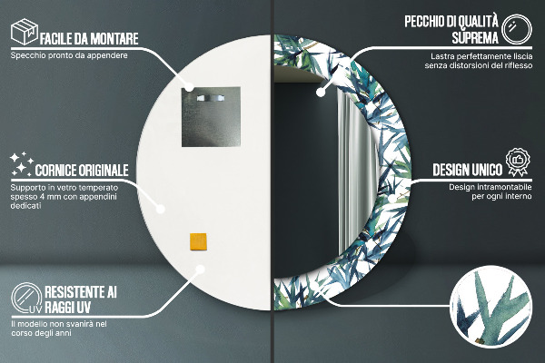 Ogledalo z okrasnim okvirjem Modra palme