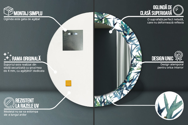 Ogledalo z okrasnim okvirjem Modra palme