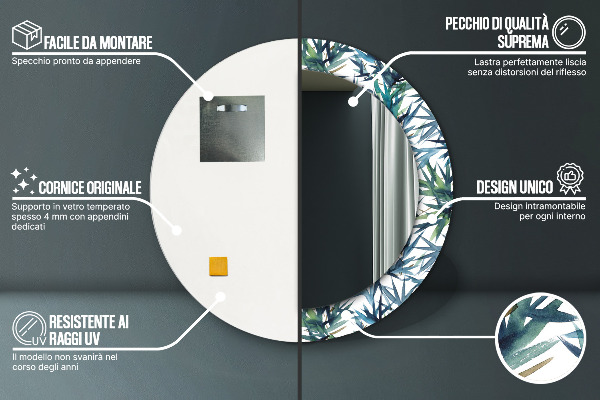 Ogledalo z okrasnim okvirjem Modra palme