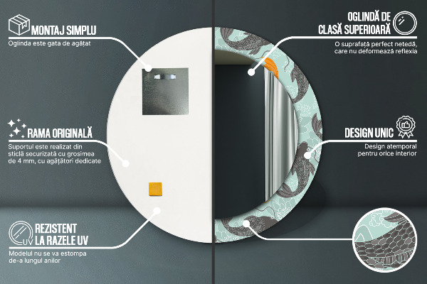 Ogledalo z okrasnim okvirjem Kitajski krap