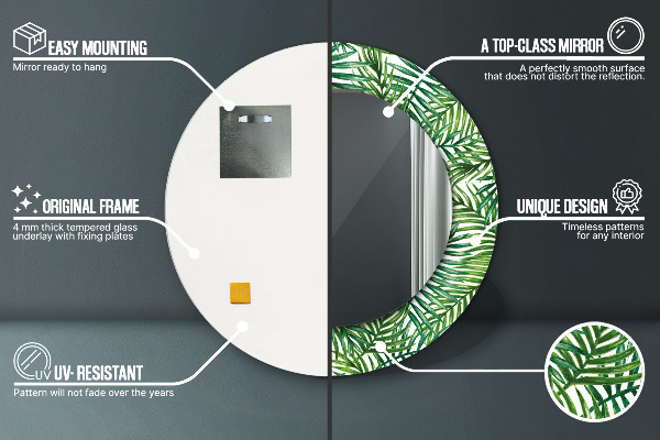 Ogledalo s potiskanim okvirjem Tropska dlan