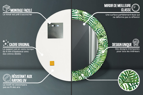 Ogledalo s potiskanim okvirjem Tropska dlan