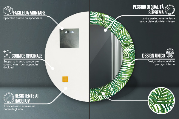 Ogledalo s potiskanim okvirjem Tropska dlan