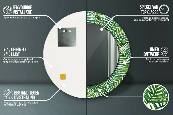 Ogledalo s potiskanim okvirjem Tropska dlan