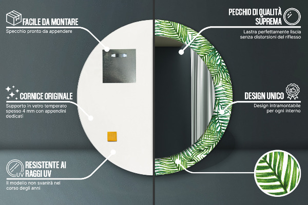 Ogledalo s potiskanim okvirjem Tropska dlan