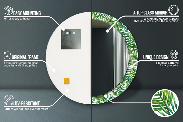 Ogledalo s potiskanim okvirjem Tropska dlan