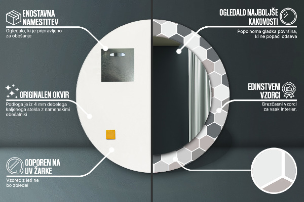 Dekorativno ogledalo Šesterokotni vzorec
