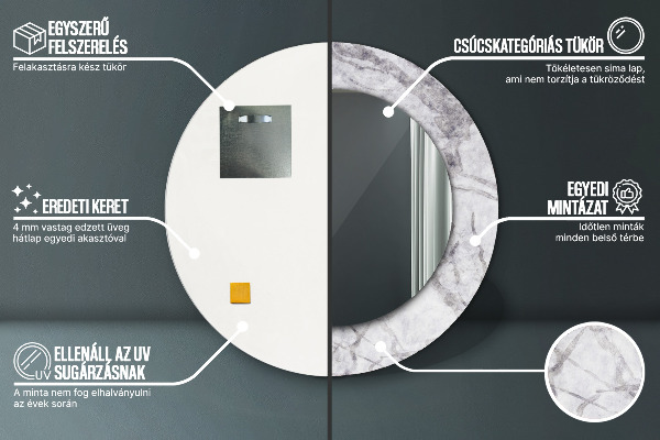 Ogledalo s potiskanim okvirjem Beli marmor