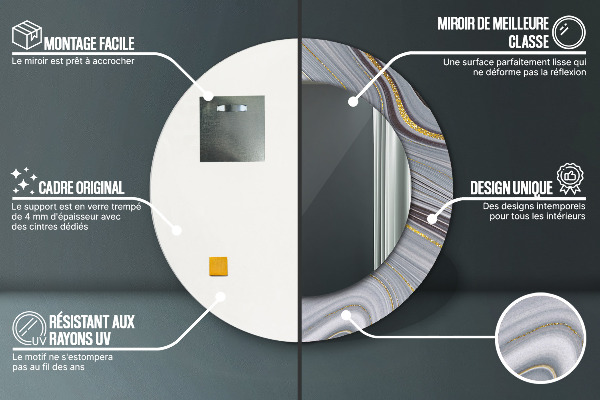 Ogledalo z okrasnim okvirjem Siv marmor