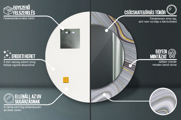 Ogledalo z okrasnim okvirjem Siv marmor