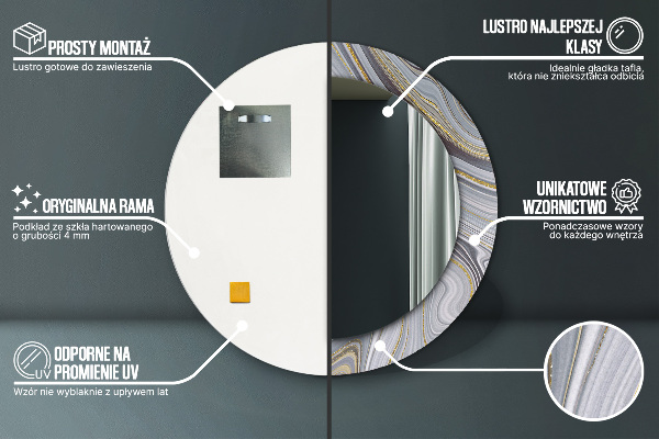 Ogledalo z okrasnim okvirjem Siv marmor