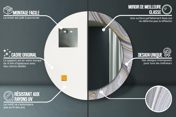 Ogledalo z okrasnim okvirjem Siv marmor