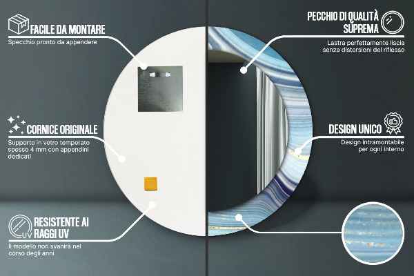 Ogledalo z okrasnim okvirjem Modri ​​marmor