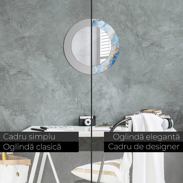 Ogledalo z okrasnim okvirjem Modro marmornato zlato