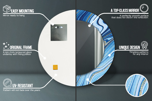 Ogledalo z okrasnim okvirjem Modri ​​marmor