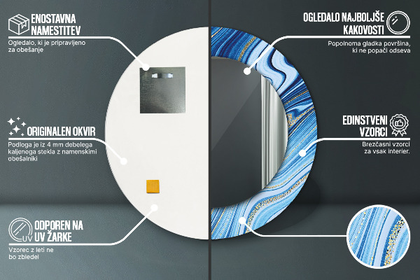 Ogledalo z okrasnim okvirjem Modri ​​marmor