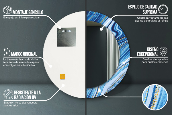 Ogledalo z okrasnim okvirjem Modri ​​marmor