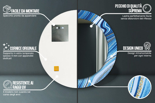 Ogledalo z okrasnim okvirjem Modri ​​marmor