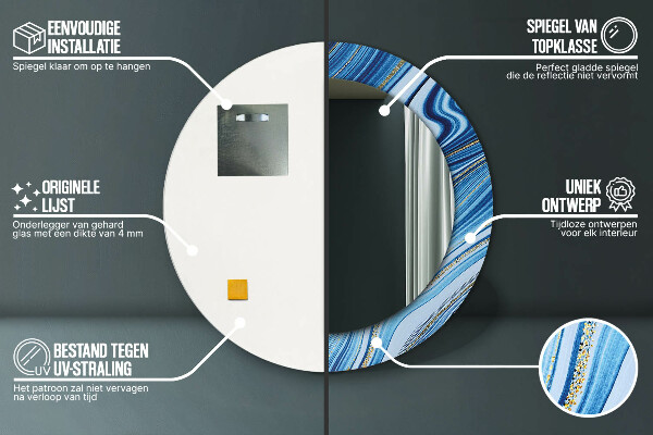 Ogledalo z okrasnim okvirjem Modri ​​marmor