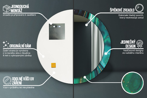 Tiskano ogledalo Smaragdni marmor