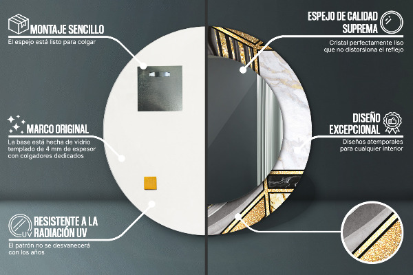 Ogledalo z okrasnim okvirjem Agat in zlati marmor